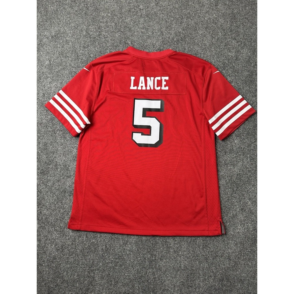 Boys Nike NFL San Francisco 49ers #5 Trey Lance Jersey Red, Size XL (18-20) Year